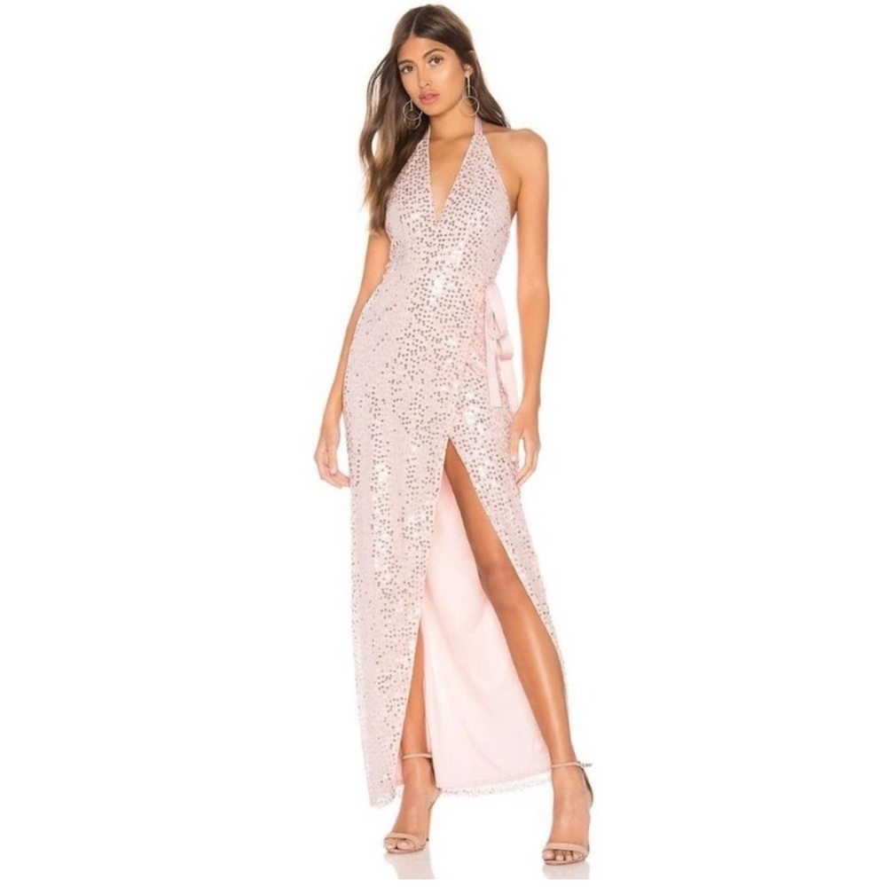 NEW h:ours Helen Gown Sequin Wrap Maxi